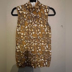 Beautiful mustard floral print turtle neck blouse